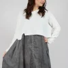 Asymmetric Cropped Pullover in Offwhite