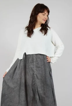 Asymmetric Cropped Pullover in Offwhite