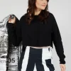 Asymmetric Cropped Pullover in Black