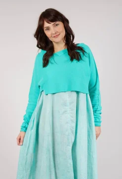 Asymmetric Cropped Pullover in Aqua