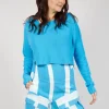 Asymmetric Cropped Pullover in Malibu