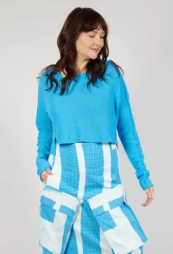 Asymmetric Cropped Pullover in Malibu