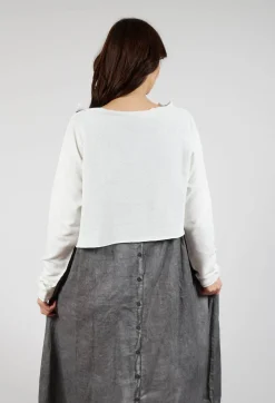 Asymmetric Cropped Pullover in Offwhite