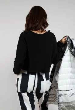 Asymmetric Cropped Pullover in Black