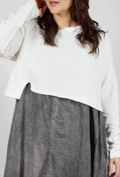Asymmetric Cropped Pullover in Offwhite