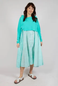Asymmetric Cropped Pullover in Aqua