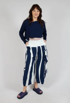Asymmetric Cropped Pullover in Navy