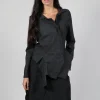 Asymmetric Hem Jacket with Grey Black Print