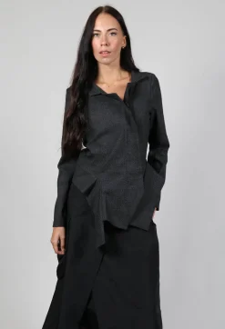 Asymmetric Hem Jacket with Grey Black Print