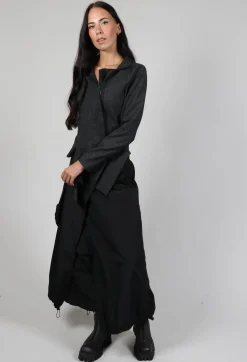 Asymmetric Hem Jacket with Grey Black Print