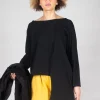 Asymmetric Jersey Top in Black
