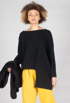 Asymmetric Jersey Top in Black
