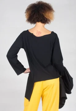 Asymmetric Jersey Top in Black