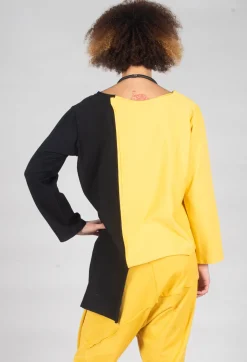 Asymmetric Jersey Top in Yellow and Black