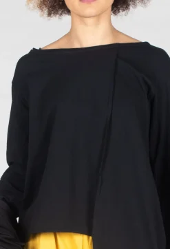 Asymmetric Jersey Top in Black