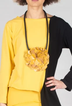 Asymmetric Jersey Top in Yellow and Black