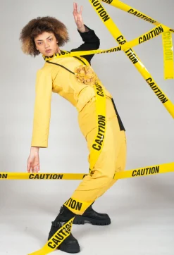 Asymmetric Jersey Top in Yellow and Black