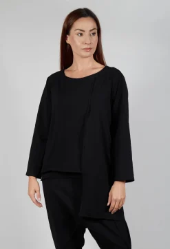 Asymmetric Jersey Top in Black