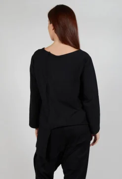 Asymmetric Jersey Top in Black