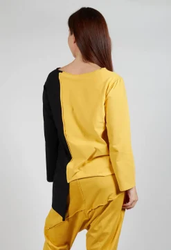 Asymmetric Jersey Top in Yellow and Black