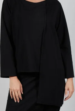 Asymmetric Jersey Top in Black