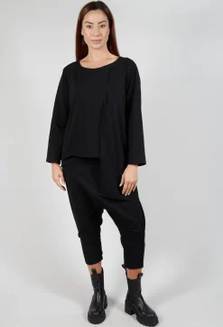 Asymmetric Jersey Top in Black