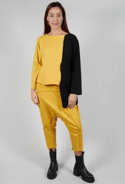 Asymmetric Jersey Top in Yellow and Black