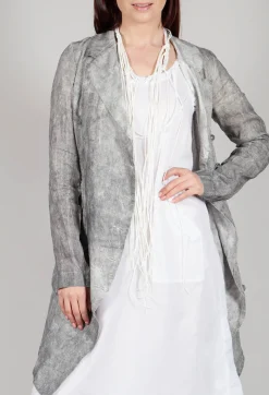 Asymmetric Penguin Coat in Dark Marble