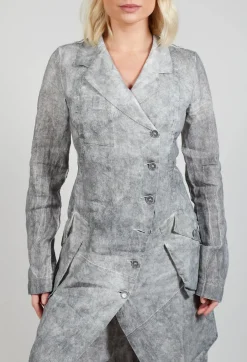 Asymmetric Penguin Coat in Dark Marble