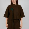 Asymmetric Point Collar Shirt in Brown
