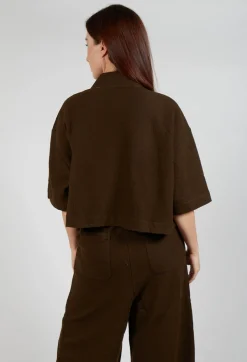 Asymmetric Point Collar Shirt in Brown