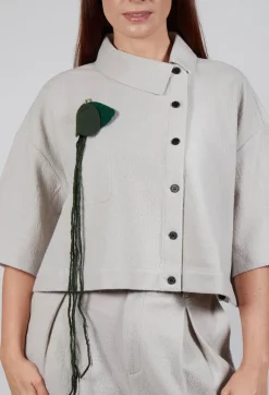 Asymmetric Point Collar Shirt in Cream