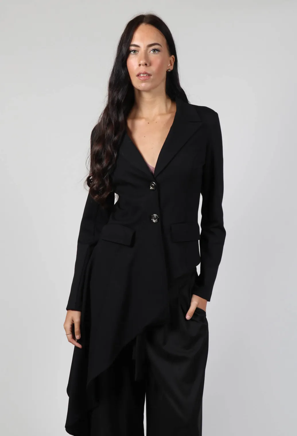 Asymmetric Punto Jacket in Black