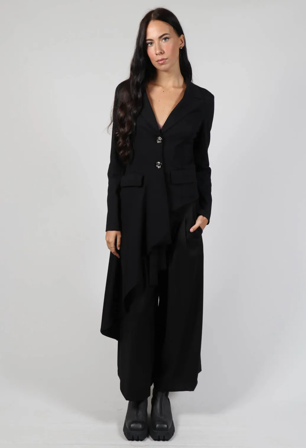 Asymmetric Punto Jacket in Black
