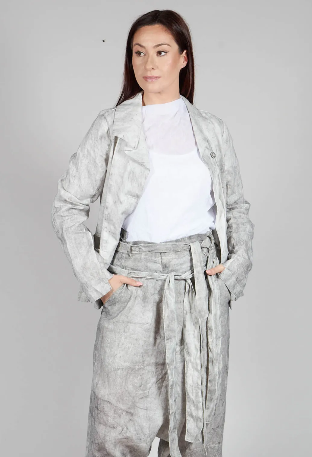 Asymmetric Short Jacket in Dark Marble