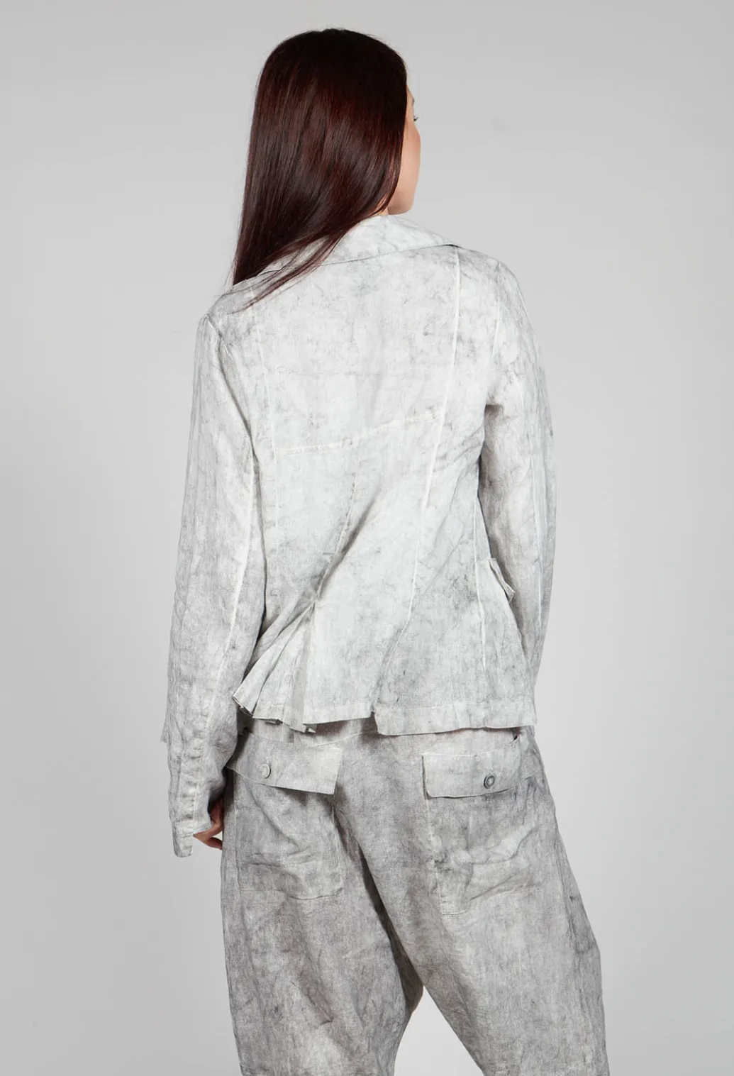 Asymmetric Short Jacket in Dark Marble