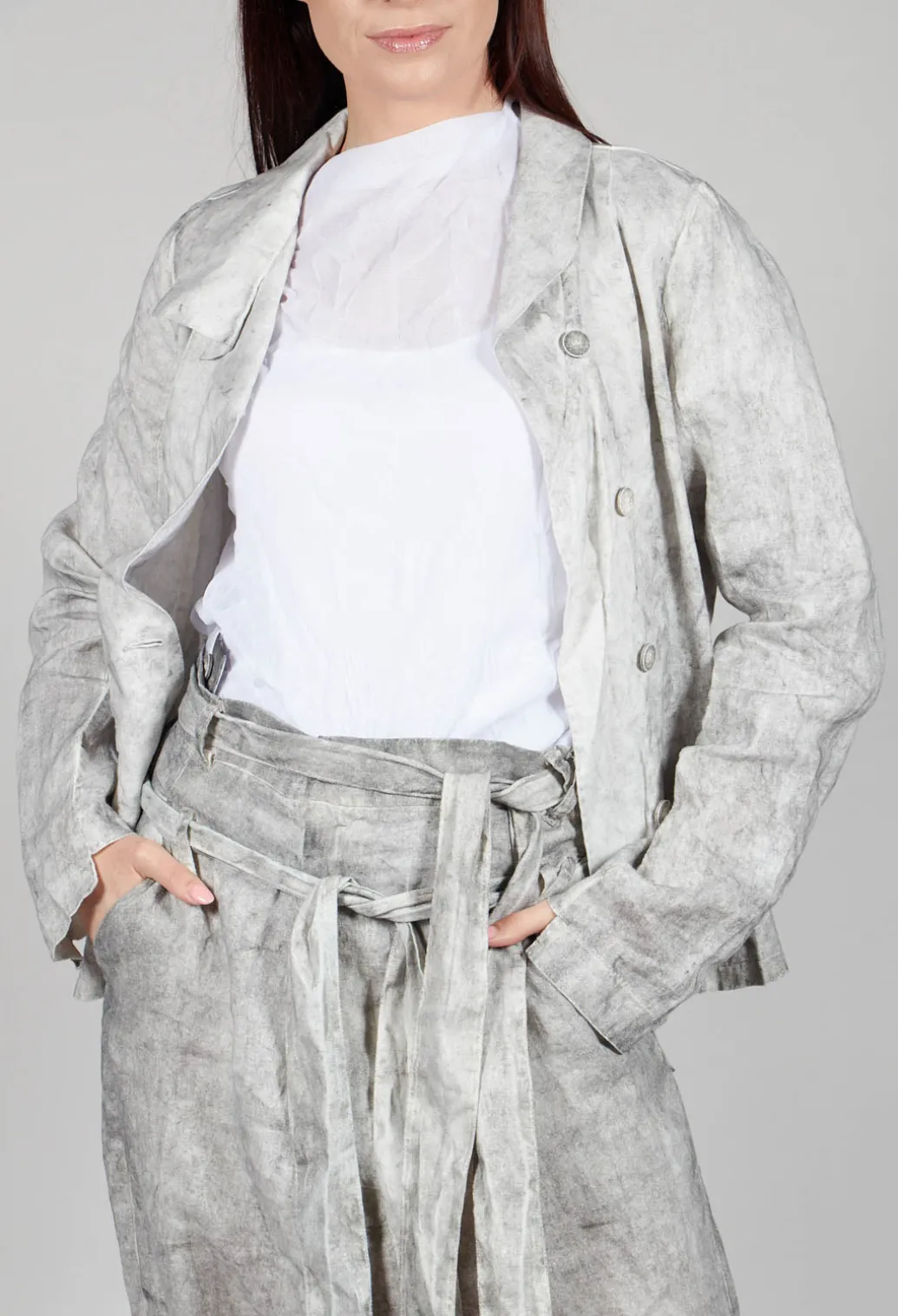 Asymmetric Short Jacket in Dark Marble