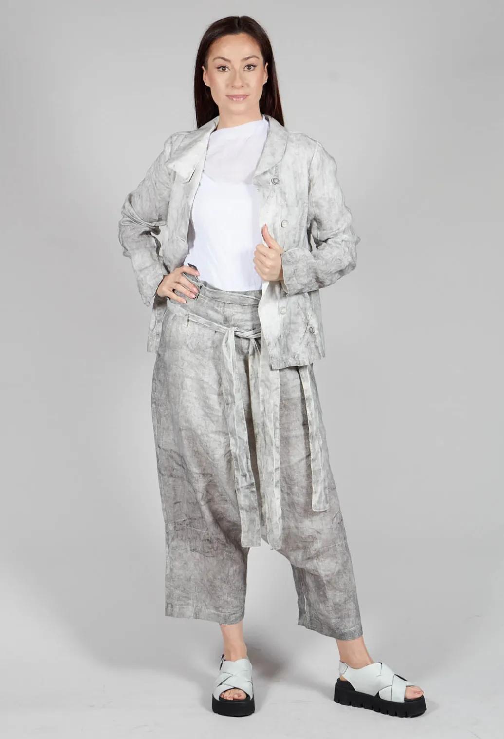 Asymmetric Short Jacket in Dark Marble