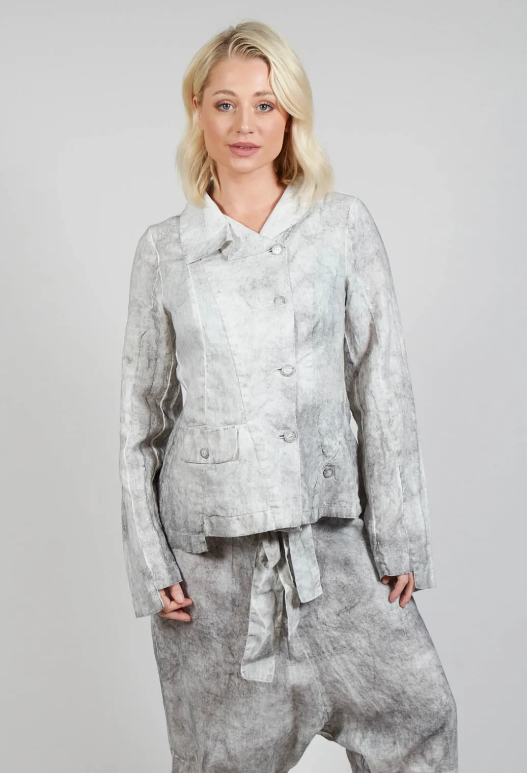 Asymmetric Short Jacket in Dark Marble