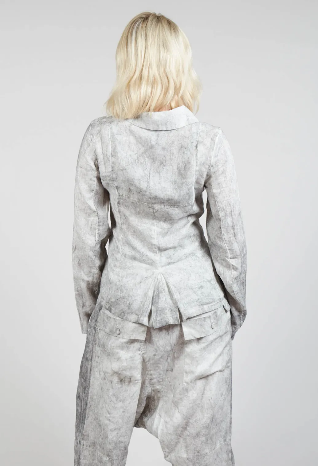 Asymmetric Short Jacket in Dark Marble