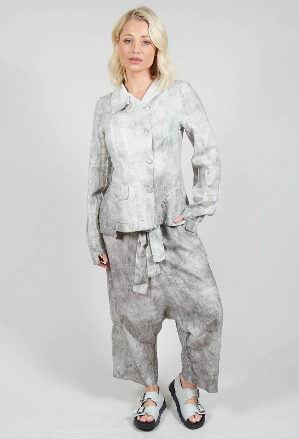 Asymmetric Short Jacket in Dark Marble