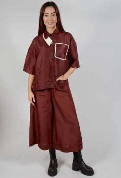 Asymmetric Silk Cropped Shirt in Copper