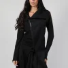 Asymmetric Strech Fleece in Black