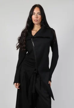 Asymmetric Strech Fleece in Black