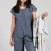 Asymmetric Wrap Shirt in Blue Denim