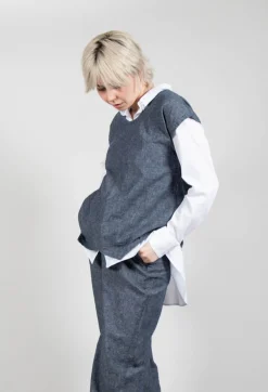 Asymmetric Wrap Shirt in Blue Denim