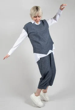 Asymmetric Wrap Shirt in Blue Denim