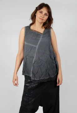 Asymmetrical A-Line Blouse in Coal Cloud