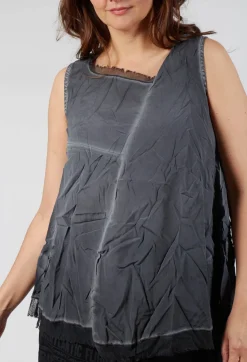 Asymmetrical A-Line Blouse in Coal Cloud