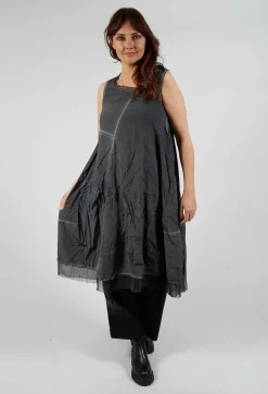 Asymmetrical A-Line Dress in Coal Cloud